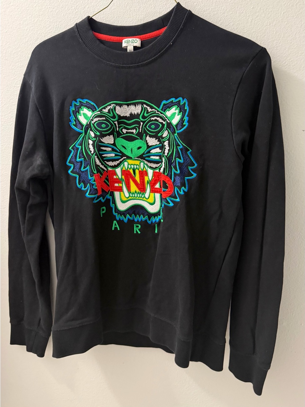 Kenzo Black Sweatshirt with Neon Embroidered Tiger